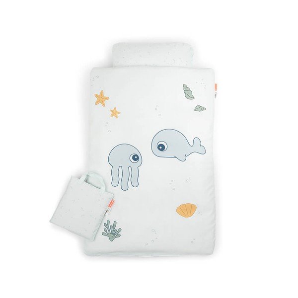 Bijela pamučna posteljina Done by Deer Jelly & Wally, 100 x 140 cm