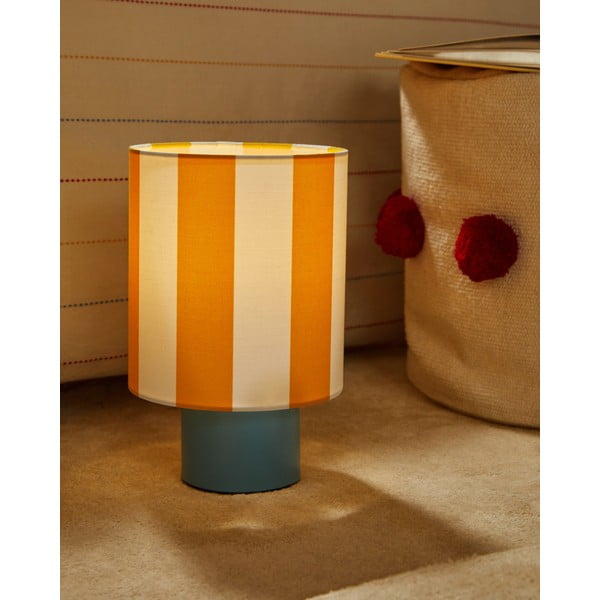Žuta /plava stolna lampa s tekstilnim sjenilom (visina 25 cm) Ciral – Kave Home-image-1