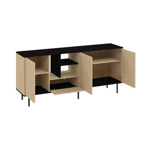 Crna niska komoda u dekoru hrasta 170x80 cm Lord - TemaHome -image-4