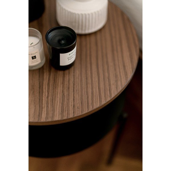 Crni/u tamnoj prirodnoj boji noćni ormarić s pločom stola u dekoru oraha Tu – noo.ma-image-3