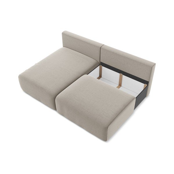 Smeđe-siva baršunasti sklopiva/s prostorom za odlaganje kutna garnitura (s lijevim kutom/s ležaljkom) Kalena – Makamii-image-4