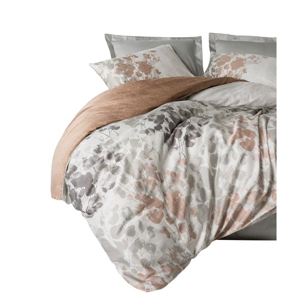 Sivo-bež posteljina za bračni krevet od pamučnog satena 200x200 cm Blatt – Mijolnir