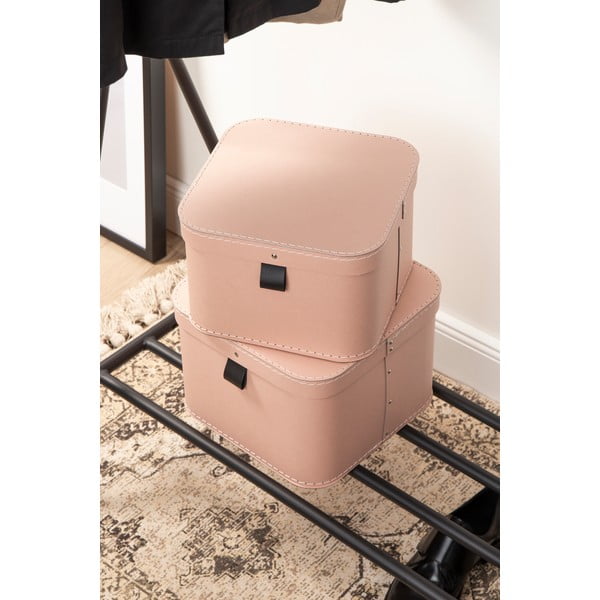 Ružičaste kartonske kutije za pohranu u setu  2 kom s poklopcem 28,5x28,5x19,5 cm Ludvig Paper Laminate – Bigso-image-3