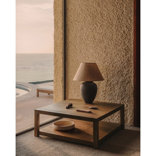 Stolić za kavu od masivne tikovine u prirodnoj boji 90x90 cm Sashi – Kave Home-image-1