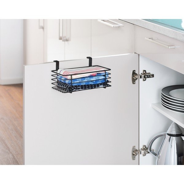 Crna viseća metalna košara za vrata Wenko Slim, 24 x 15 cm-image-1