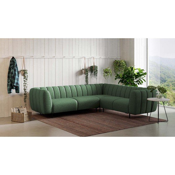Tamno zelena kutna garnitura (s desnim kutom/u obliku slova L) Shel – Ghado-image-1