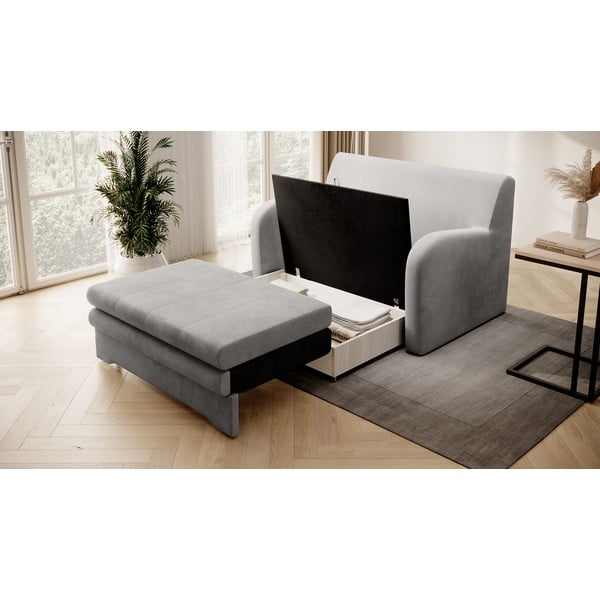 Svijetlo siva baršunasti sklopiva sofa 130 cm Ario – ELTAP-image-3