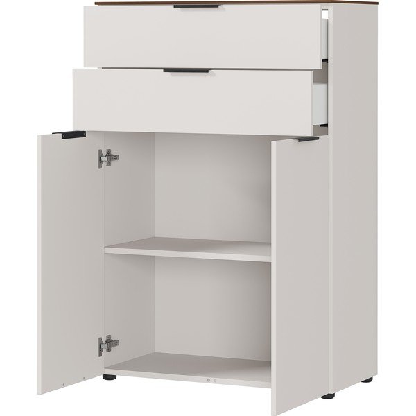 Sivo-bež visoka komoda u dekoru oraha 81x120 cm Ancona - Germania-image-2