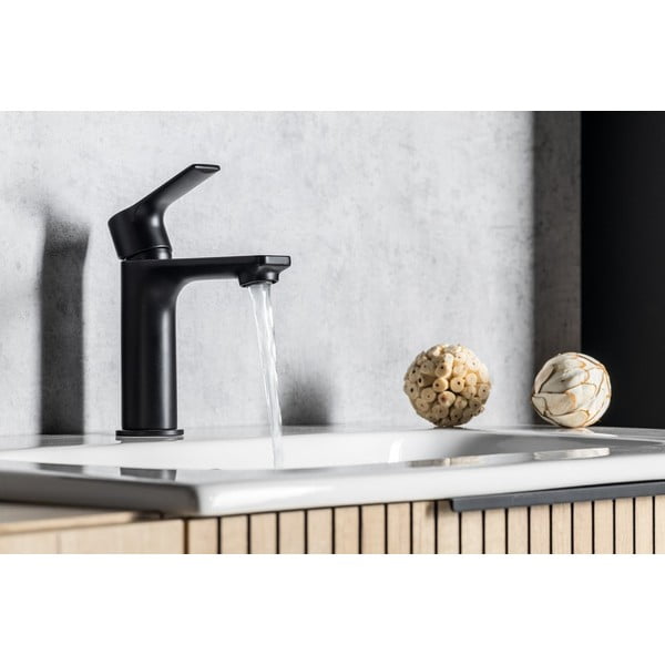 Mat crna stojeća slavina za umivaonik Pax – Sapho-image-3