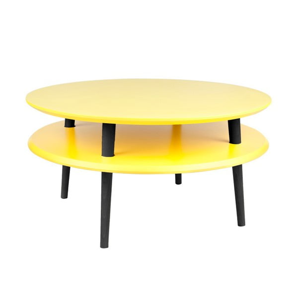 Žuti stolić s crnim nogama Ragaba UFO, Ø 70 cm
