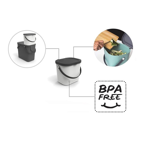 Bijela posuda za kompostibilni otpad 6 l Albula - Rotho-image-4