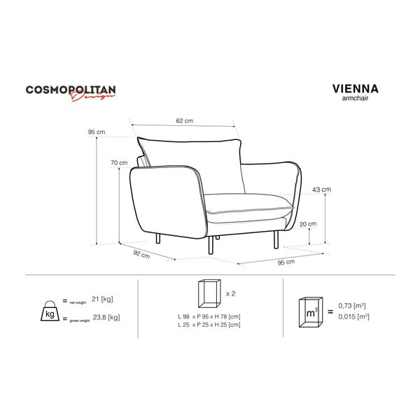 Tamno siva baršunasta fotelja Cosmopolitan Design Vienna-image-4