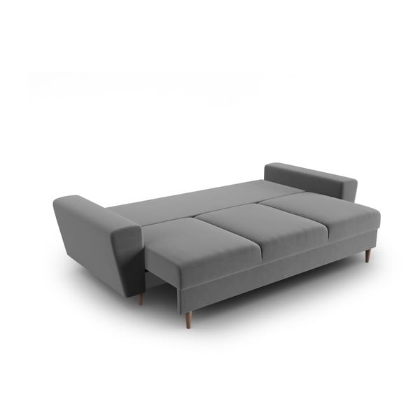 Svijetlo siva baršunasti sklopiva/s prostorom za odlaganje sofa 235 cm Kyoto – Cosmopolitan Design-image-2
