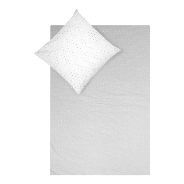 Bijelo-siva flanelna posteljina Fovere Betty, 155 x 220 cm