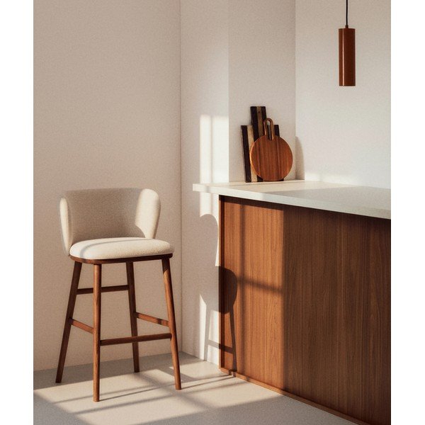 Bež podstavljena barska stolica (visine sjedala 75 cm) Ciselia – Kave Home-image-1