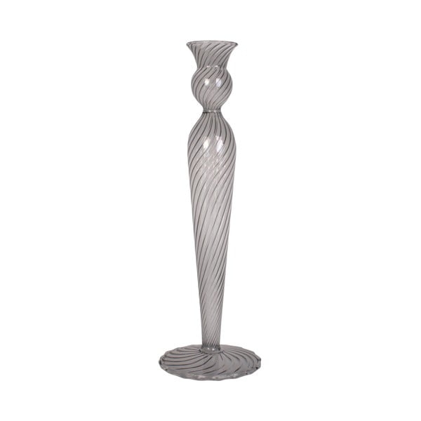 Sivi stakleni svijećnjak PT LIVING Swirl, visina 26,5 cm