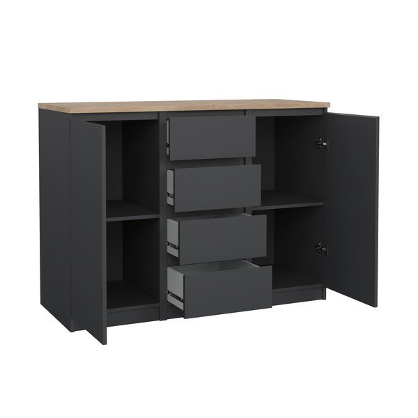 Tamno siva komoda 121x91x50 cm Naia – Tvilum-image-2