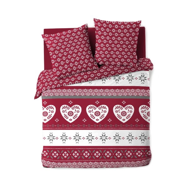 Crvena pamučna posteljina za bračni krevet/za produženi krevet 240x220 cm Alpage – douceur d'intérieur