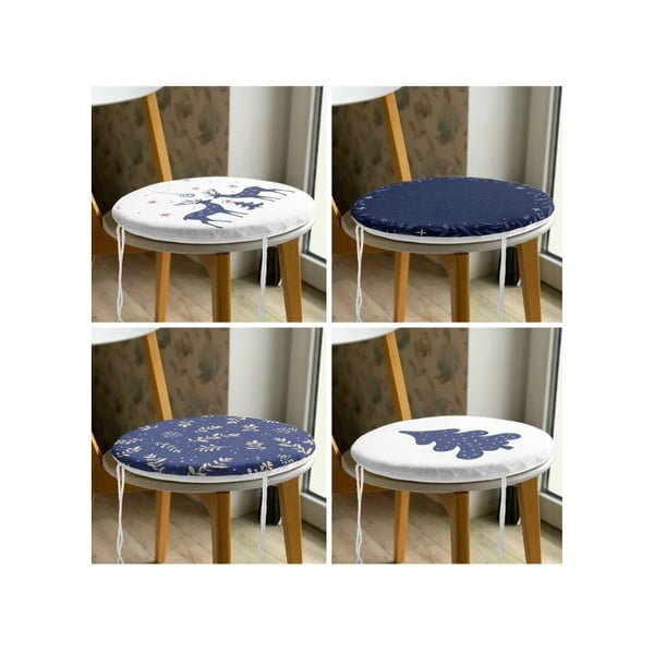 Jastuci za sjedenje u setu 4 kom s božićnim motivom ø 40 cm Blue Christmas – Mila Home-image-3
