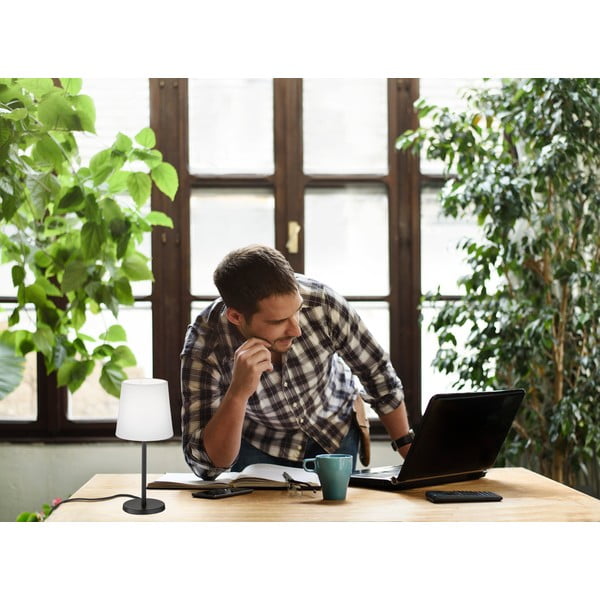 Crno-bijela stolna lampa s tekstilnim sjenilom (visina 30 cm) Eve – Fischer & Honsel-image-1