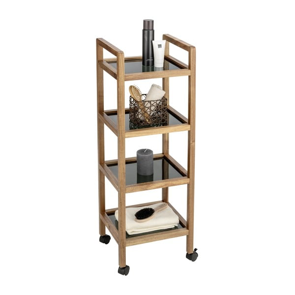 Crna/u prirodnoj boji kupaonska polica od masivnog bagrema 35x101,5 cm Fondi – Wenko-image-2