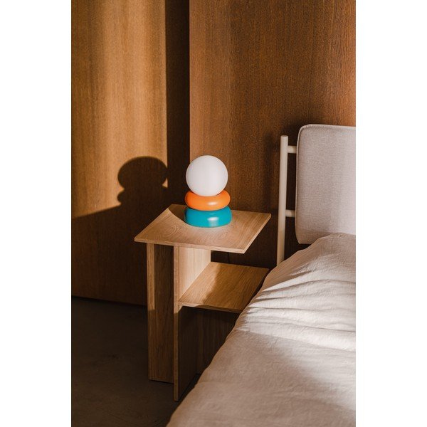 Petrolej zelena/narančasta stolna lampa od masivnog drveta sa staklenim sjenilom (visina 24 cm) Otem – noo.ma-image-1