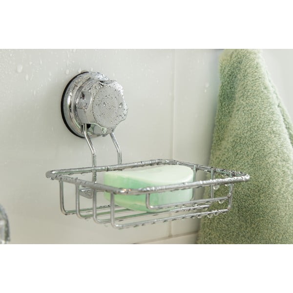 Željezna samoljepljiva posuda za sapun u srebrnoj boji Bestlock Bath – Compactor-image-1