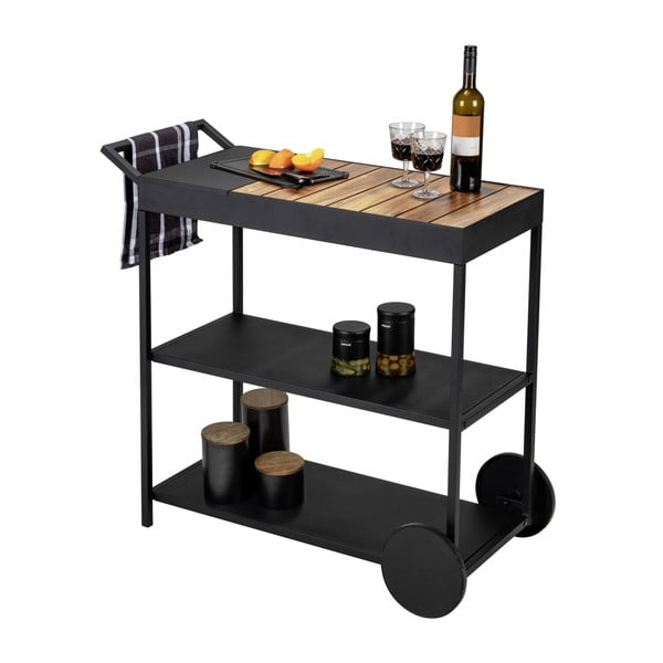 Kolica za posluživanje na kotačima s pločom stola od bagrema 40x80 cm Miro – Wenko-image-3