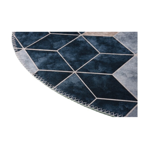 Bijelo-plavi perivi okrugli tepih ø 120 cm – Vitaus-image-2