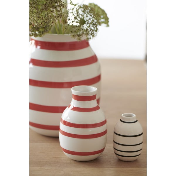 Bijelo-crvena prugasta keramička vaza Kähler Design Omaggio, visina 12,5 cm-image-2