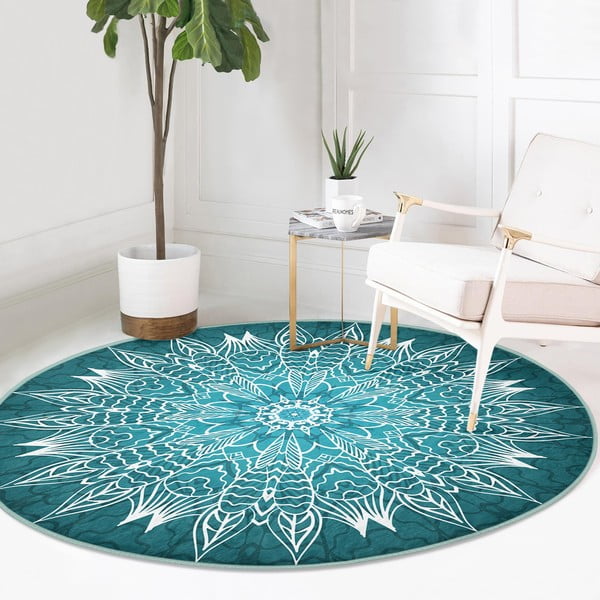 Tirkizni periv/pogodan za robotski usisavač okrugli tepih ø 80 cm Comfort – Mila Home-image-2