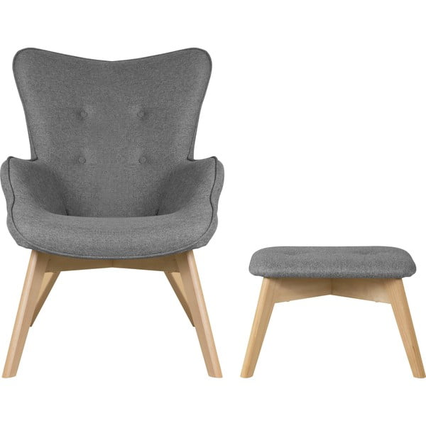 Siva fotelja s naslonjačem za noge Niko – Ropez-image-2