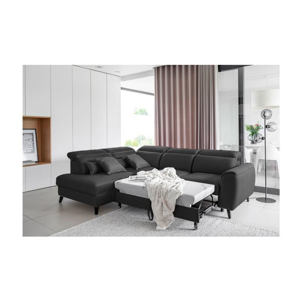 Tamno siva baršunasti sklopiva/s prostorom za odlaganje kutna garnitura (s lijevim kutom/u obliku slova L) Noble – ELTAP-image-4