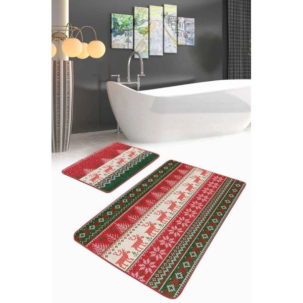 Od samta kupaonske prostirke u setu 2 kom 60x100 cm Merry Christmas – Mila Home