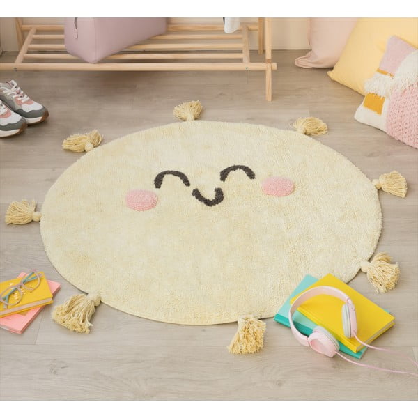 Žuti  periv/ručno rađen pamučan dječji tepih ø100 cm You're My Sunshine – Lorena Canals-image-4