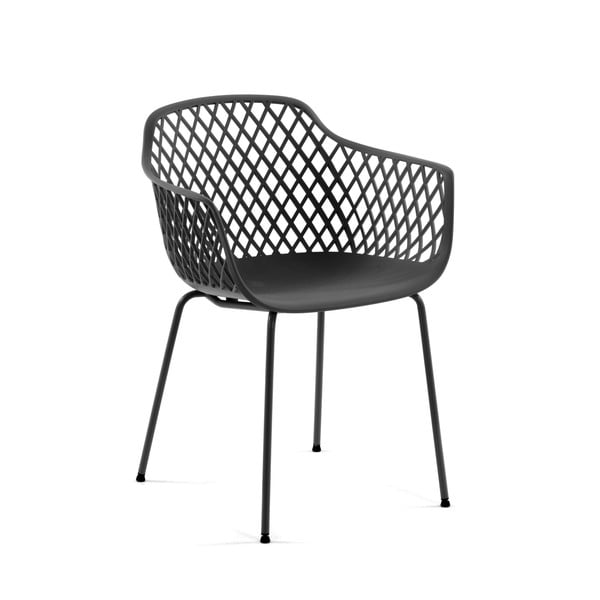 Tamno siva metalna vrtna stolica Quinn – Kave Home