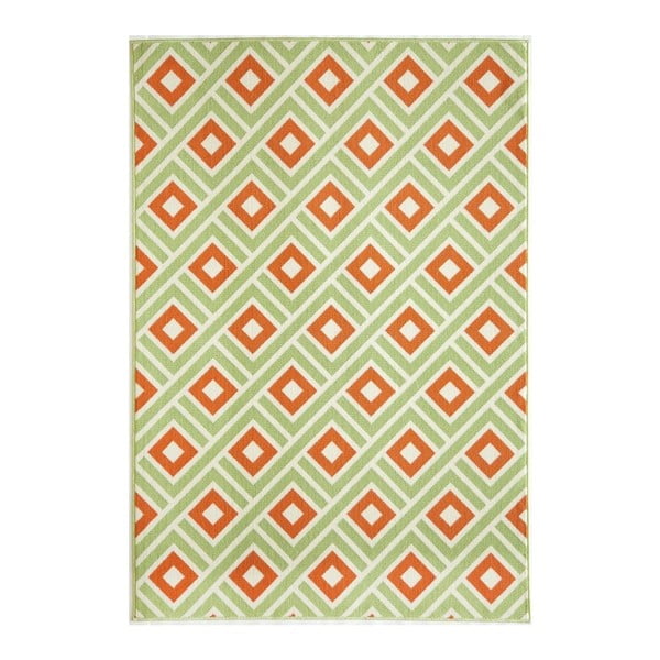 Narančasto-zeleni vanjski tepih Floorita Greca, 160 x 230 cm