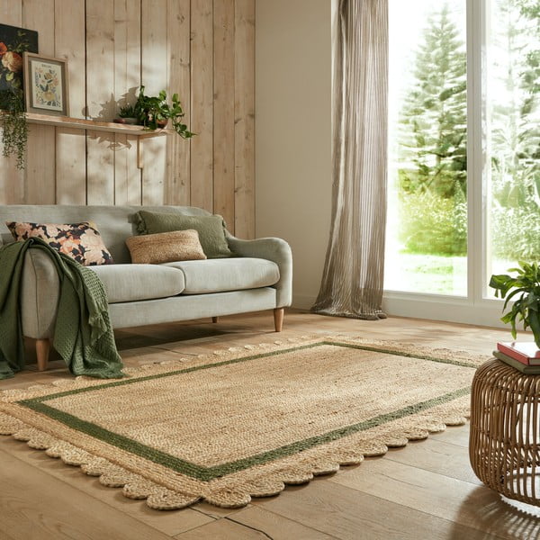 Tamno zeleni/u prirodnoj boji ručno rađen juten tepih 120x170 cm Grace Green – Flair Rugs-image-1