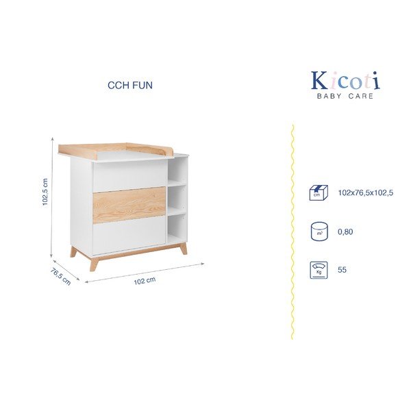 Bijela komoda sa KICOTI Fun stolom za presvlačenje-image-2