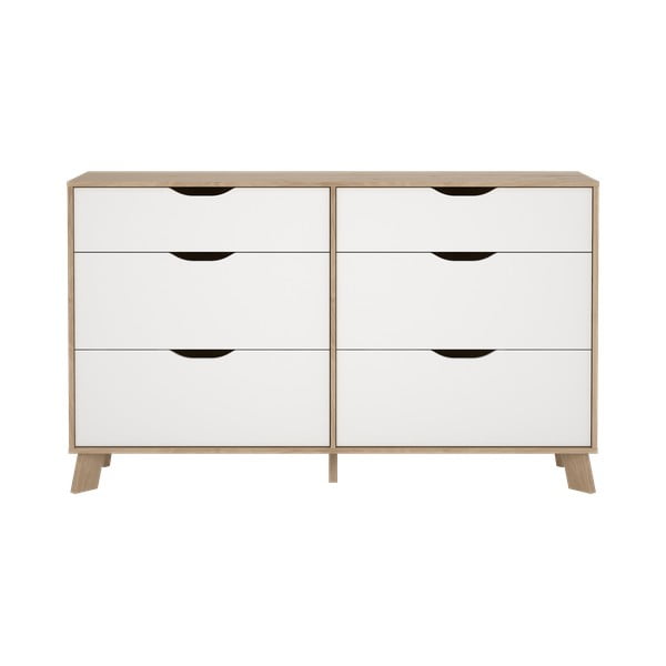 Bijela/u prirodnoj boji komoda u dekoru hrasta 156x92x40 cm Ikast – Tvilum