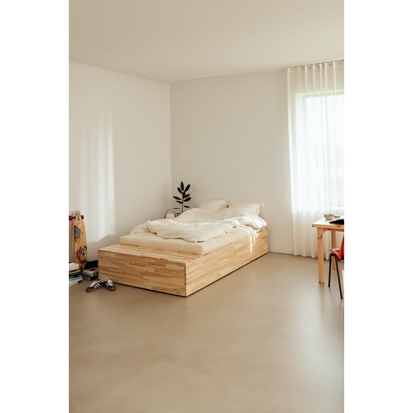 Bračni krevet od masivnog bora s prostorom za odlaganje s podnicom 160x200 cm u prirodnoj boji Basement Bed – Karup Design-image-1
