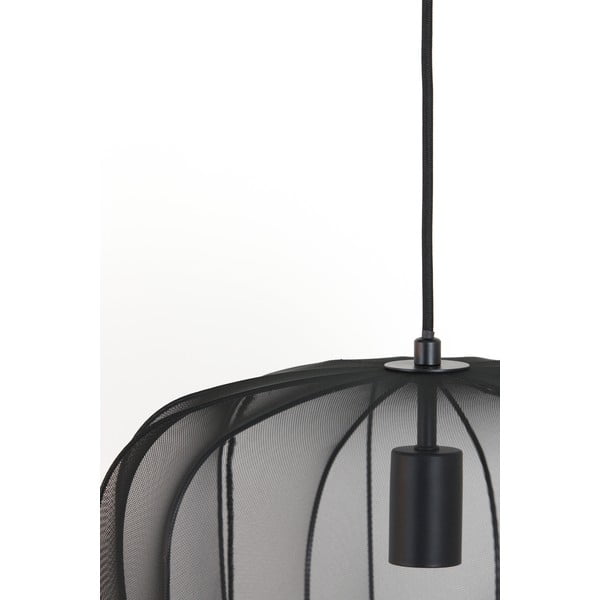 Crna viseća svjetiljka s tekstilnim sjenilom ø 40 cm Plumeria – Light & Living-image-4