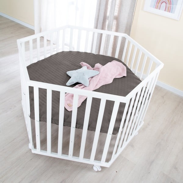 Bijeli putni krevetić s podesivom visinom/na kotačićima – Roba-image-1