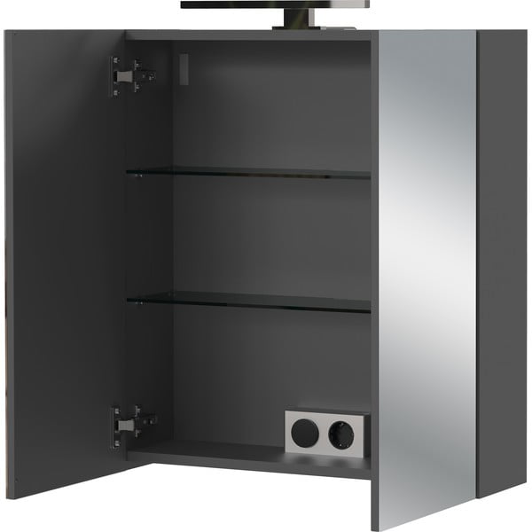 Antracitno sivi zidni/s ogledalom kupaonski ormarić 60x71 cm Arcena – Germania-image-3