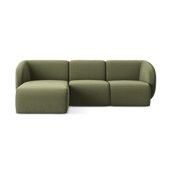 Zelena baršunasti kutna garnitura (s lijevim kutom/s ležaljkom) Lani – Makamii