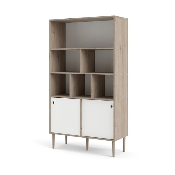 Bijeli regal za knjige s okvirom u hrastovom dekoru Tvilum Rim, 99 x 176 cm-image-2