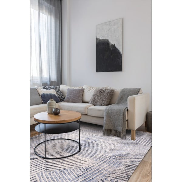 Svijetlo plavi vuneni tepih 200x300 cm Strokes – Agnella-image-1