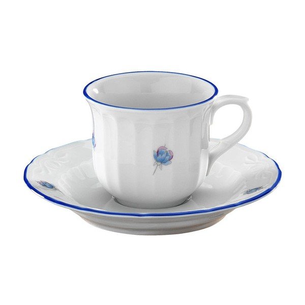 Set od 6 porculanskih šalica s tanjurićem Kutahya Waves Lina, 80 ml