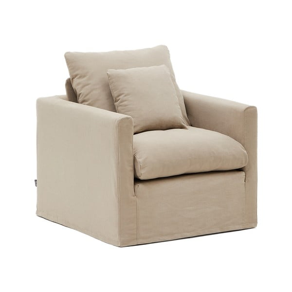 Bež lanena fotelja Nora – Kave Home