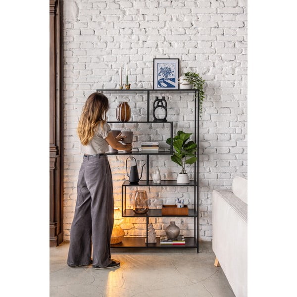 Crna polica za knjige u dekoru jasena 114x185 cm Seaford - Actona-image-1